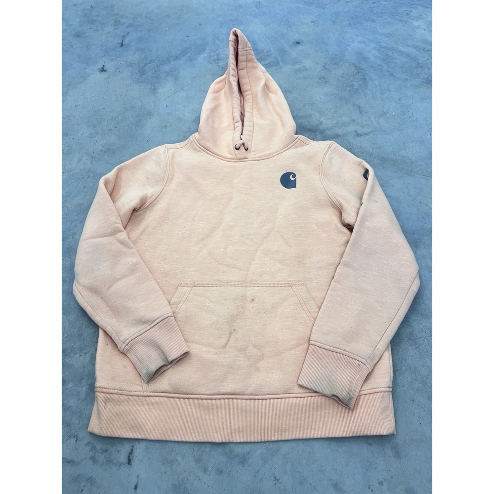 Carhartt Boys Medium 8-10 Peach Relaxed Fit Pullover‎ Hoodie Long Sleeve Logo